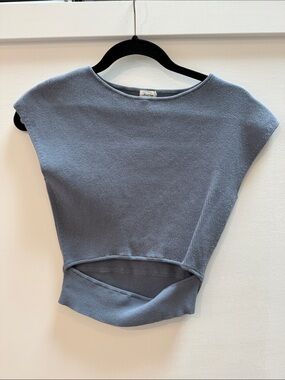 Wilfred Ribbed Crop Top in Slate Blue